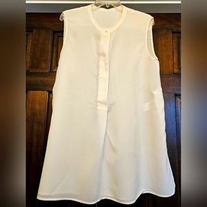 Vince sleeveless tunic in cream silk.